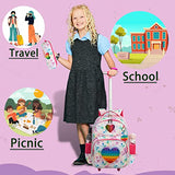 Rolling Backpack for Girls Wheels Backpacks for Elementary Student Kids Wheeled Trolley Trip Luggage for Teen Girls with Lunch Box Pencil Case