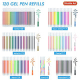 Shuttle Art Gel Pens Bundle, Shuttle Art 120 Unique Colors (No Duplicates) Gel Pens Set + 120 Matched Gel Pen Refills, 7 Color Types for Kids Adults Coloring Books Drawing Doodling Crafts Scrapbooking