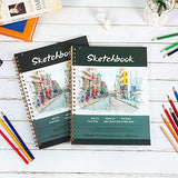 Sketch Book - Sketchbook 9" × 12" (98lb/160 GSM), Strong Twin - Wire Binding, 27 Sheets, Thick Paper, Acid Free Art Sketchbook Artistic Drawing Painting Writing Paper for Kids Adults Beginners Artists