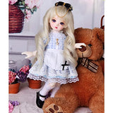 BJD Doll 1/6 Princess SD Doll 26cm 10.23in Ball-Jointed Doll with Blue Dress + Wig + Shoes + Exquisite Makeup Face, Made of High-Grade Resin Material