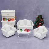 1:12 Scale Sofa Dollhouse Furniture Miniature Couch Fabric Sofa with Pillows for Living Room Desktop Decoration Mini Scene Accessories Ornament Pretend Play (Single Sofa, White)