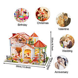 WYD European Style Beautiful Castle Style DIY Dollhouse Kit Double-Layer Castle Villa Assembly Model 3D Mini with Dust Cover and Music Movement