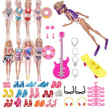 ZWSISU 40 Pack Doll Dacoration Accessories Swimsuits, Doll Shoes, Necklaces, Sunglasses, Hangers,Swimming Ring,Wetsuit, and Guitar for 11.5 inch Doll