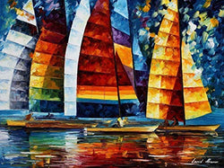 Yacht Oil Paintings Sail Wall Art On Canvas By Leonid Afremov Studio - Sea Regatta