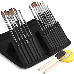 Artist Paint Brush Set,15 Different Sizes Paint Brushes with a Carrying Case. Perfect for Acrylic, Oil, Watercolor Painting, Best Gift for Artists & Kids, Free Painting Knife, Sponge, Foam Brush