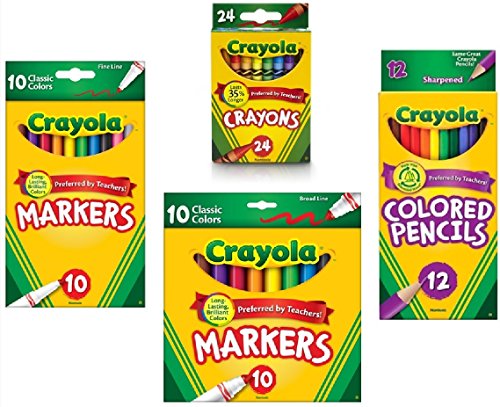 Crayola Crayons (24 Count), Crayola Colored Pencils in Assorted Colors (12 Count), Crayola (10ct)