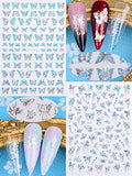 Warmfits 10 Sheets Holographic Butterfly Nail Stickers Decals Holo Gold Silver Multi-Color Different Shapes Nail Adhesive Stickers