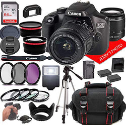 Canon EOS 4000D DSLR Camera w/Canon EF-S 18-55mm F/3.5-5.6 Zoom Lens + Case + 64GB Memory (26pc Bundle)