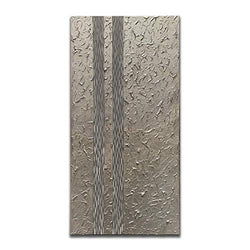 Yika Art, Canvas Paintings Abstract Silver Grey Wall Art Thick Texture Rough Surface Modern Oil Painting Imitation Old Handicrafts Grey Artwork Ready to Hang for Living Room Office 24x48 Inch