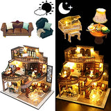 Spilay DIY Miniature Dollhouse Wooden Furniture Kit,Handmade Mini Crafts Modern Villa Model with Dust Cover & Music Box,1:24 Scale Creative Doll House Toys (Dream Building Pavilion)