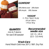 TEHETE Merino Wool Yarn for Knitting 3-Ply Soft Crochet Yarn (Ginger)