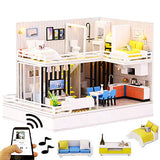 Spilay DIY Miniature Dollhouse Wooden Furniture Kit,Handmade Mini Modern Model Plus with Dust Cover & Bluetooth Audio,1:24 Scale Creative Doll House Toys for Children Lover Gift