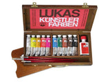 Lukas Berlin Professional Quality Water Mixable Oil Color Paint Highly Pigmented Beeswax Oil Paint Wooden Box Set of 10-37 ml Tubes - [Wooden Box of 10]