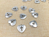 Yansanido Pack of 50 Alloy Antique Love Heart with Cross 17x16mm Charms Pendants for Making