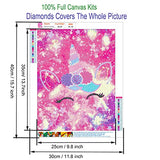 DIY 5D Diamond Painting by Number Kit for Adults, Full Drill Crystal Colorful Unicorn Diamond Painting for Home Wall Décor 11.8 x 15.7 inch