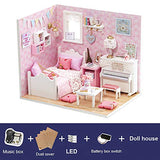 Spilay DIY Miniature Dollhouse Wooden Furniture Kit,Handmade Mini Home Model with Dust Cover & Music Box ,1:24 Scale Creative Doll House Toys for Children Gift(Sunshine Princess) H015