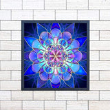 UPINS 2 Pack 5D DIY Diamond Painting by Number Kits，for Kaleidoscope Mandala (17.7X12inch) Geometric Blue Flower(12X12inch)