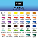 HIMI Acrylic Paint Set 36 Colours 12ml,0.4 US fl oz Tubes, Perfect for Canvas, Wood, Fabric, Leather, Cardboard, Paper, MDF and Crafts