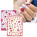 JMEOWIO 9 Sheets Spring Flower Nail Art Stickers Decals Self-Adhesive Pegatinas Uñas Leaves Nail Supplies Nail Art Design Decoration Accessories