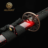 Auway 40" Orchid Tsuba Fully Handmade High Carbon Steel Full Tang Blade Real Japanese Katana