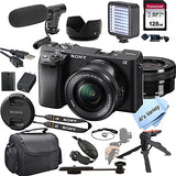 Sony Alpha a6400 Mirrorless Digital Camera with 16-50mm Lens + Shot-Gun Microphone + LED Always on Light+ 128GB Card, Gripod, Case, and More (18pc Video Bundle)