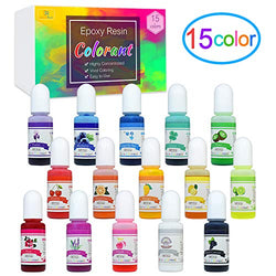 Epoxy Resin Pigment - 15 Color Liquid Epoxy Resin Dye - Highly Concentrated Epoxy Resin Colorant for Resin Color Art, DIY Jewelry Making Supplies - AB Resin Coloring for Paint, Crafts - 10ml Each