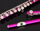 Glory Closed Hole C Flute With Case, Tuning Rod and Cloth,Joint Grease and Gloves-Pink Color
