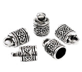 Housweety 40 Silver Tone Pattern Carved Column Pendants/Necklace End Caps 16x10mm