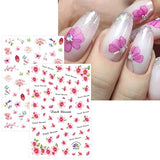 JMEOWIO 10 Sheets Spring Flower Nail Art Stickers Decals Self-Adhesive Pegatinas Uñas Floral Leaves Nail Supplies Nail Art Design Decoration Accessories