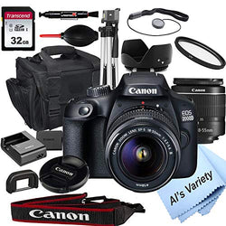 Canon 2000D EOS (Rebel T7) DSLR Camera with 18-55mm f/3.5-5.6 Zoom Lens + 32GB Card, Tripod, Case, and More (18pc Bundle)