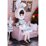 HMANE BJD Dolls Clothes for 1/6 BJD Dolls, 4Pcs Cute Rabbit Ears Hat Floral Dress for 1/6 BJD Dolls (No Doll)