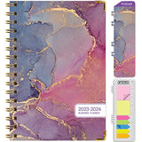 HARDCOVER Academic Year 2023-2024 Planner: (June 2023 Through July 2024) 5.5"x8" Daily Weekly Monthly Planner Yearly Agenda. Bookmark, Pocket Folder and Sticky Note Set (Pink Purple Marble)