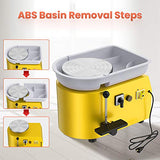 ANBULL 350w Electric Pottery Wheel Machine 25cm Removable ABS Basin,Pottery Ceramic Clay Work Forming Machine with Adjustable Lever and Feet Lever Pedal (Yellow)