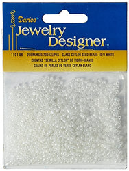Darice Glass Seed Beads, White Pearl Ceylon, 10/0 Size