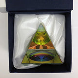 Amlong Crystal Iridescent Pyramid - Rainbow Colors 3.5 Inches Tall With Gift Box