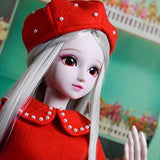 Proudoll 1/3 BJD Doll 60cm 24Inches Ball Jointed SD Dolls Move Joints Action Figures Fashion Girl Frances + Beret + Wig + Dress + Crossbody Bag + Boots