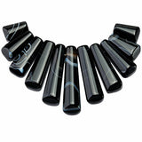 TUMBEELLUWA Craft Beads for Jewelry Making,Top Drilled Stone Loose Beads,11Pcs/Set, Black Striped