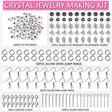 IRmm Ring Making Kit with Crystals, 1950Pcs Jewelry Making Kit with 28 Colors Crystal Gemstone Chip Beads, Letter Beads, Jewelry Wire, Pliers and Other Jewelry Ring Making Supplies