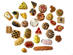 AMOBESTER Mixed Cabochons Dollhouse Play Food Flatback Resin Embellishments 30Psc Bread