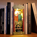 DIY Book Nook Miniature Kit - LED Booknook Miniature Dollhouse Kit 3D Wooden Puzzle Crafts Bookshelf for Teens and Adults to Build-Creativity Gift for Christmas Birthday