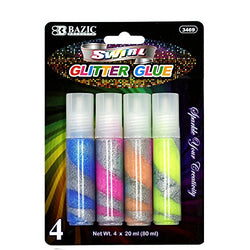 BAZIC 20 Ml Swirl Glitter Glue, 4/Pack, (3469)