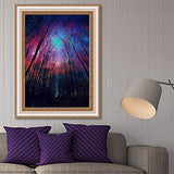 Fipart DIY Diamond Painting by Numbered kit, Full-drilled Starry Forest Cross-Stitch Art Craft Wall Decoration,18X12 inches