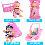 Liberty Imports Cute Lil Baby Doll Collection - Set of 6 Mini Infant All Vinyl Dolls for Girls with Cradle, High Chair, Walker, Swing, Bathtub and Infant Seat (5 inches Tall)