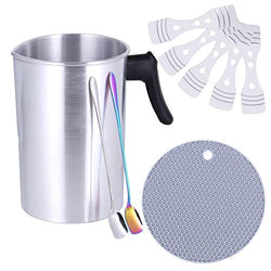 Candle Making Pouring Pot, TOKSEO 4 Pounds DIY Candle Making Kits, Candle Making Pitcher, Aluminum Construction Wax Melting Pot with Dripless Heat-Resisting Handle& Pouring Spout