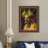 INVIN ART Framed Canvas Art Giclee Print Four Seasons in One Head by Giuseppe Arcimboldo Wall Art Living Room Home Office Decorations(Vintage Embossed Gold Frame,20"x28")