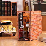 CUTEBEE DIY Book Nook Kit, DIY Dollhouse Booknook Bookshelf Insert Decor Alley, Bookends Model Build-Creativity Kit with LED Light