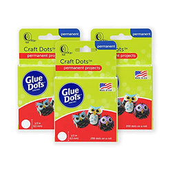 Glue Dots 38165AMZ Double-Sided Craft, 3 Pack, 1/2'', Clear, 600 Total Dots, Roll 3-Pack, 3 Count
