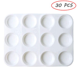 Amersumer 30 PCS Plastic Paint Palettes Rectangular Watercolor Palette Painting Tray for DIY Craft and Art Painting(White)