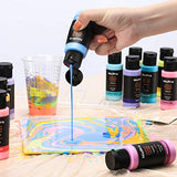 Nicpro 26 Colors Acrylic Pour Paint Kit, Premixed High Flow Pouring Supplies Set Including Canvas, Wood Natural Slices, Pouring Oil, Tools Gloves, Strainer, Cups for Beginner DIY Painting