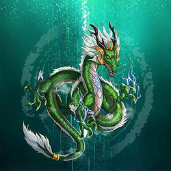 RICUVED DIY 5D Diamond Painting Kits Green Dragon Full Round Drill Diamonds by Number Picture Wall Supplies Crystal Arts Craft Canvas Home Decoration 11.8x11.8 Inch
